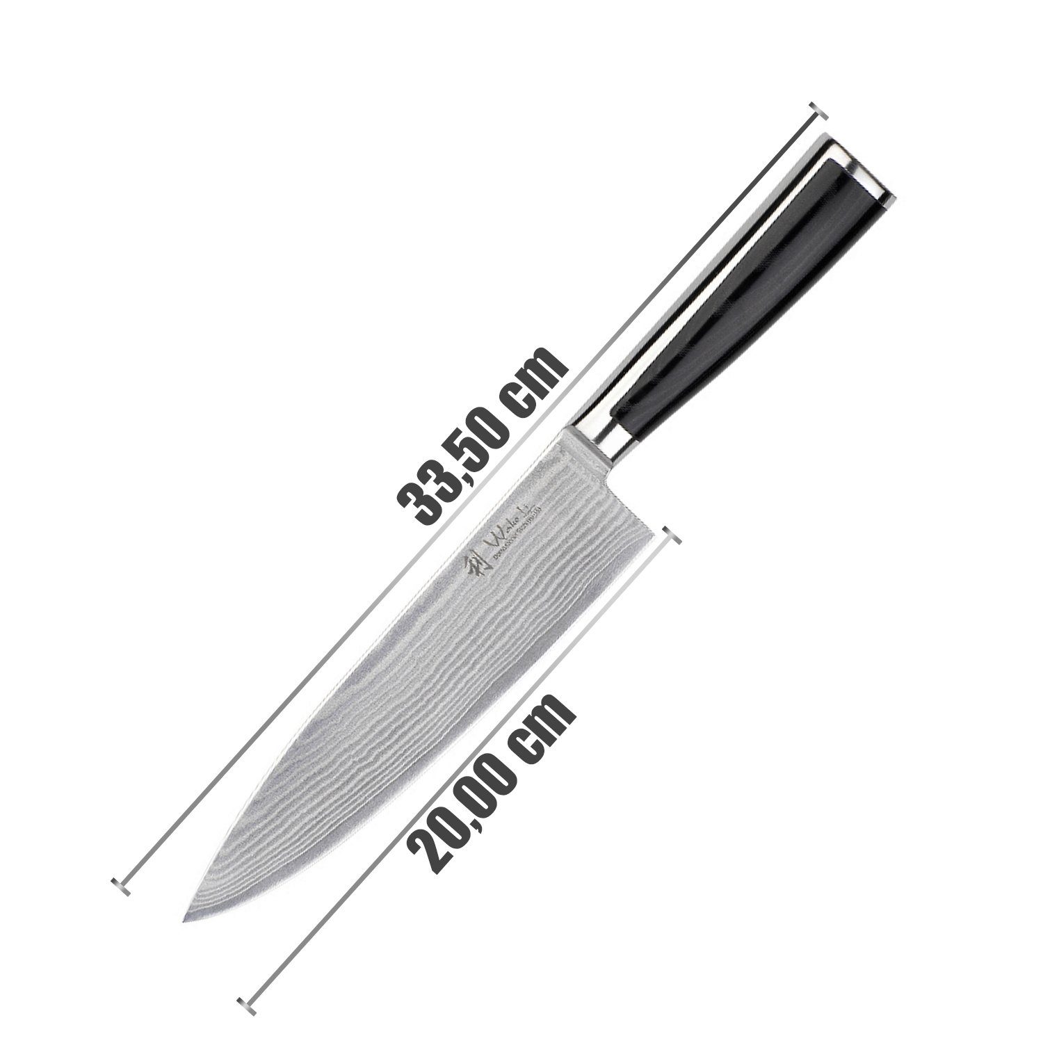 Wakoli Kochmesser Damast Chefmesser, Klinge 20,00 cm Länge Mikatagriff - Serie Migan
