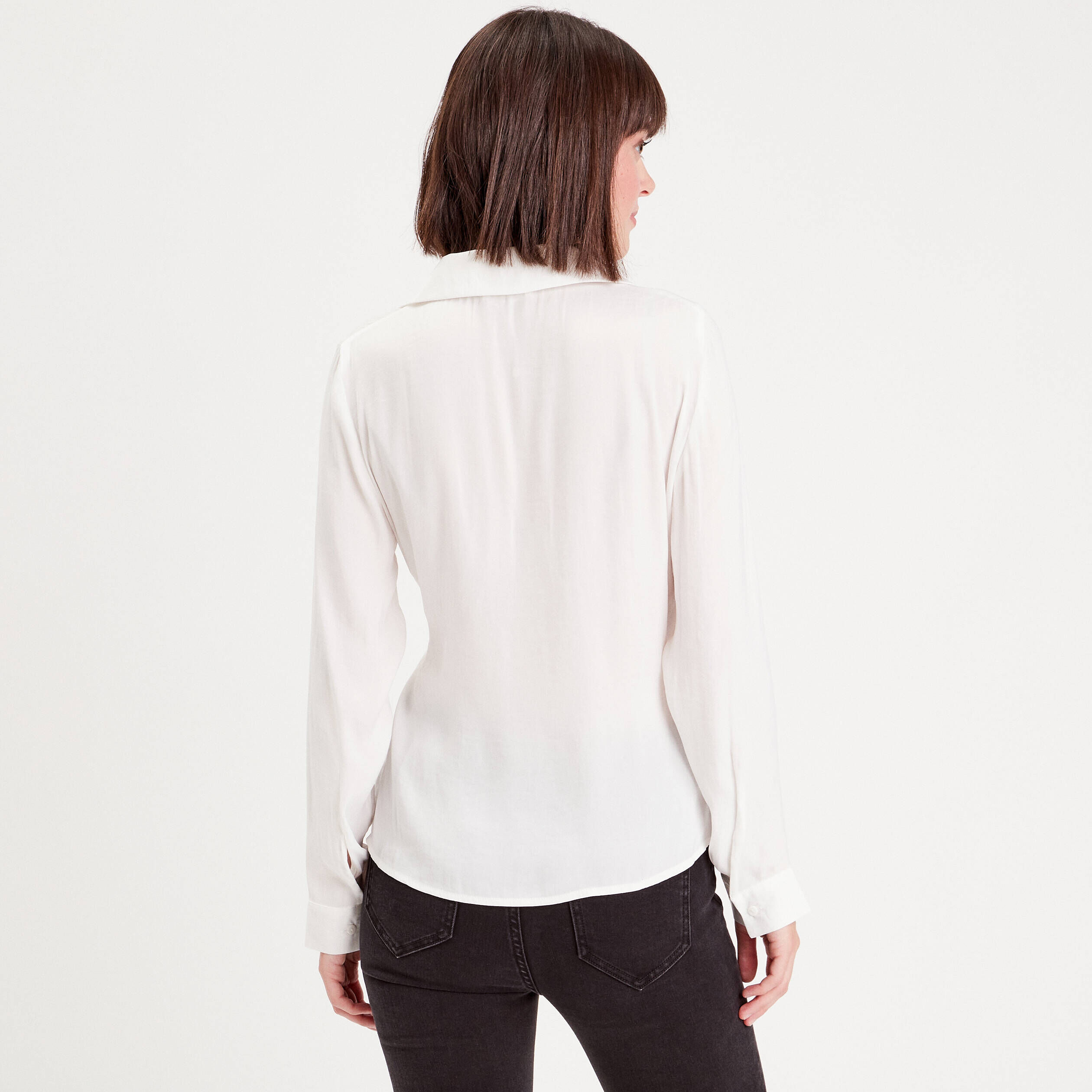 Blouse satin col cache-coeur ecru femme | Cache Cache