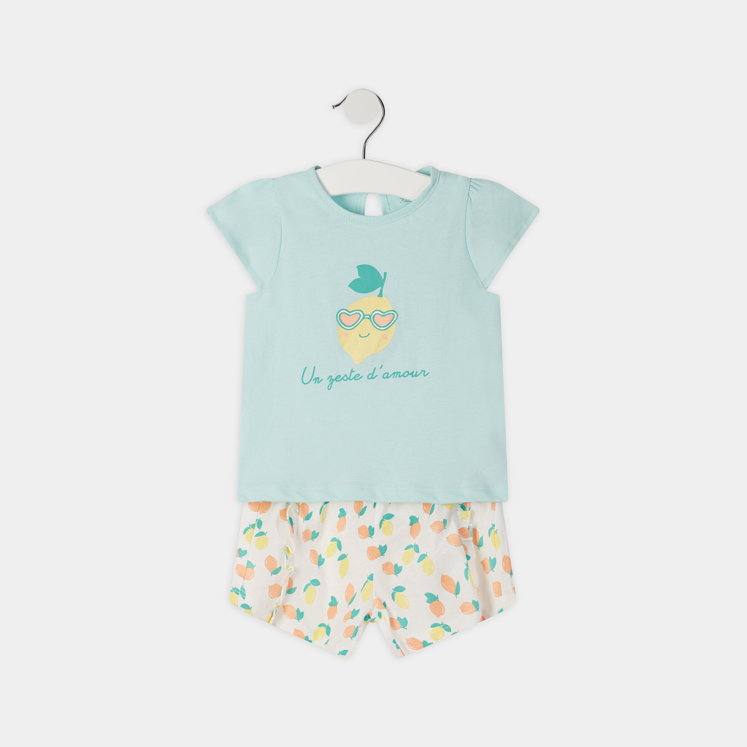 Ensemble t-shirt et short ecru bébé fille | La Halle