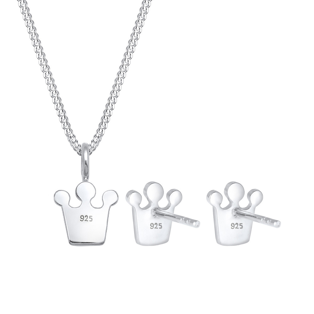 Elli Elli Ensemble de Bijoux Kinder Herz Krone Kristalle 925 Silber Bijoux