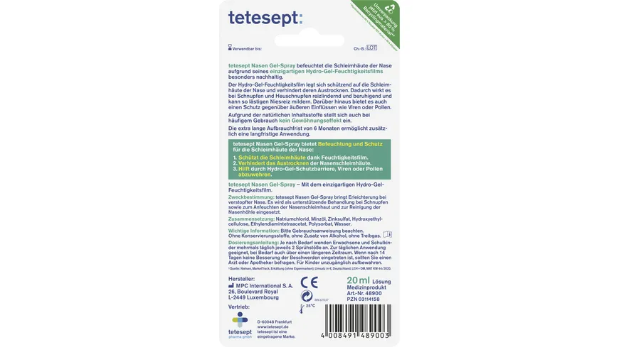 tetesept Nasen Gel-Spray 20 ml