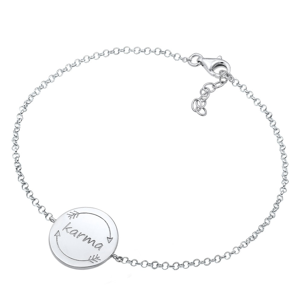 Elli Elli Bracelet Karma Wording Plättchen Boho Festival 925 Silber Bracelet