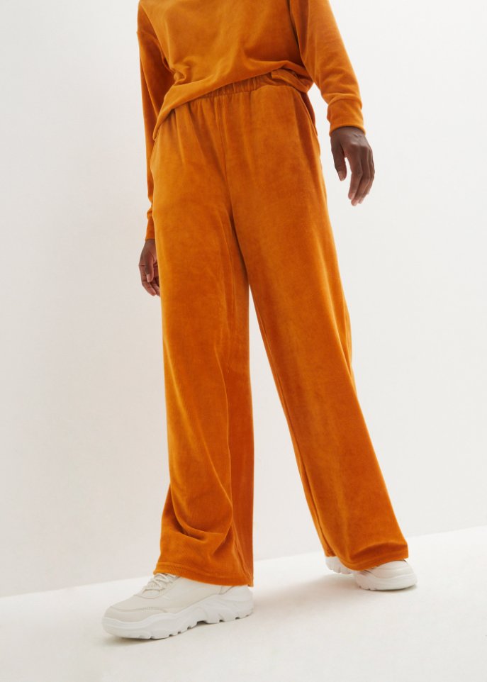 High-Waist-Hose aus Jersey- Cord, lang