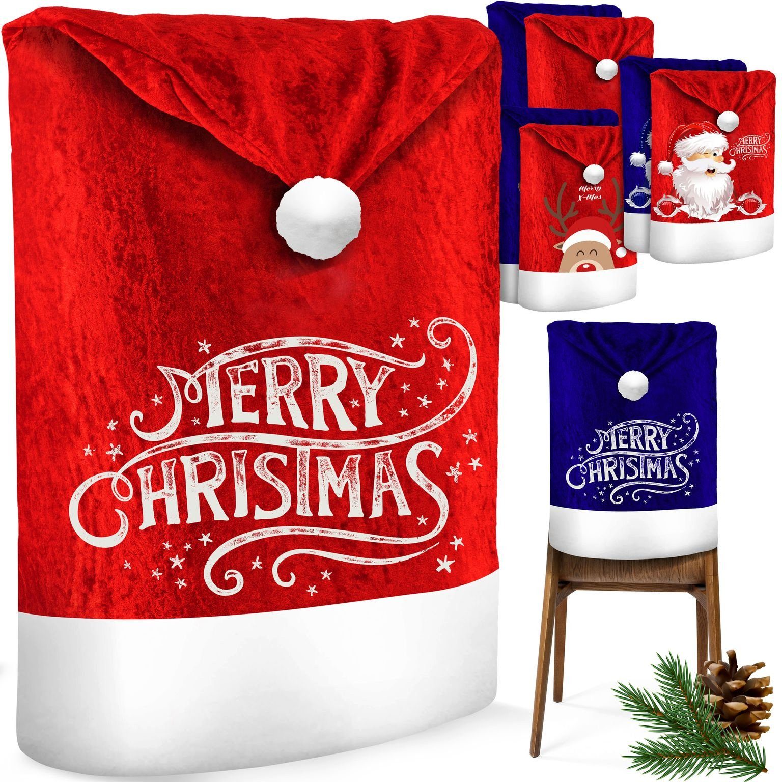 KESSER Weihnachtsfigur, Premium Weihnachtsstuhlüberzug Set Stuhlhussen für Weihnachten