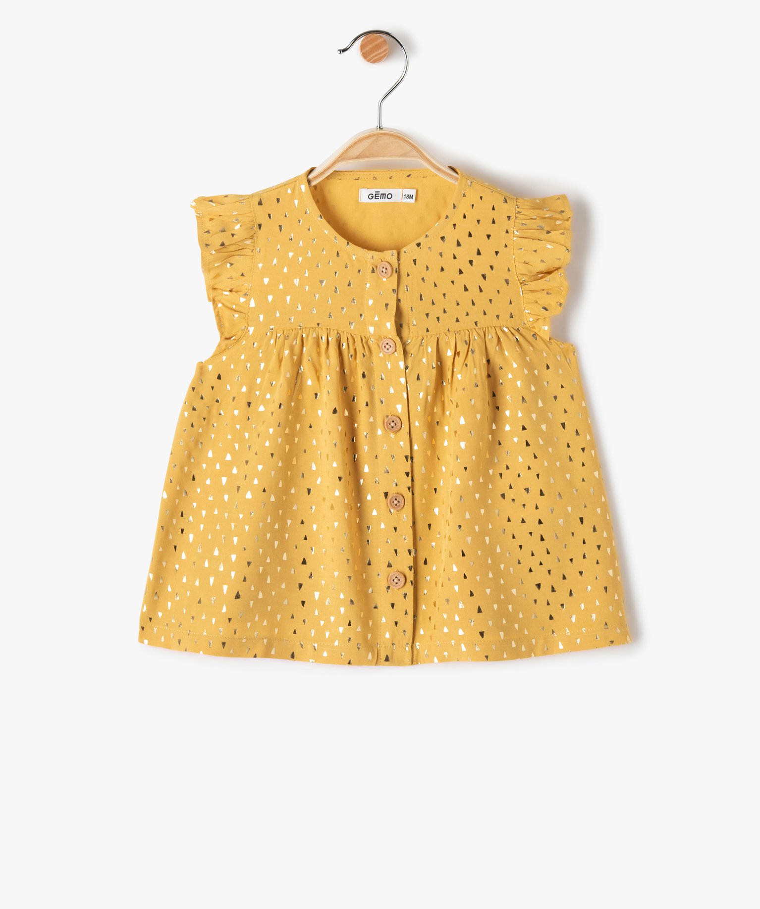 Blouse bébé fille sans manches à motifs jaune | GEMO