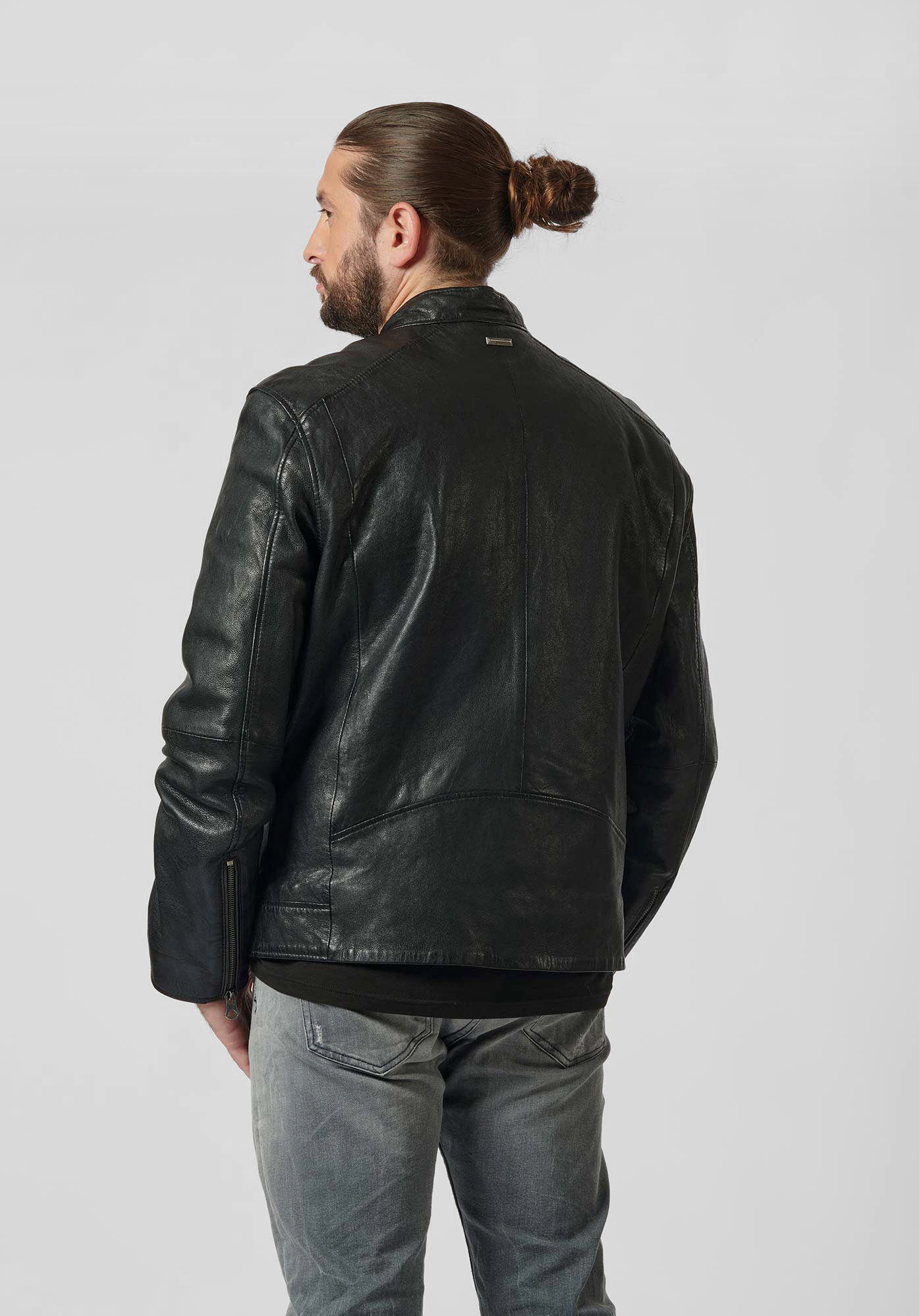 UNIQ   Veste en cuir noir Homme