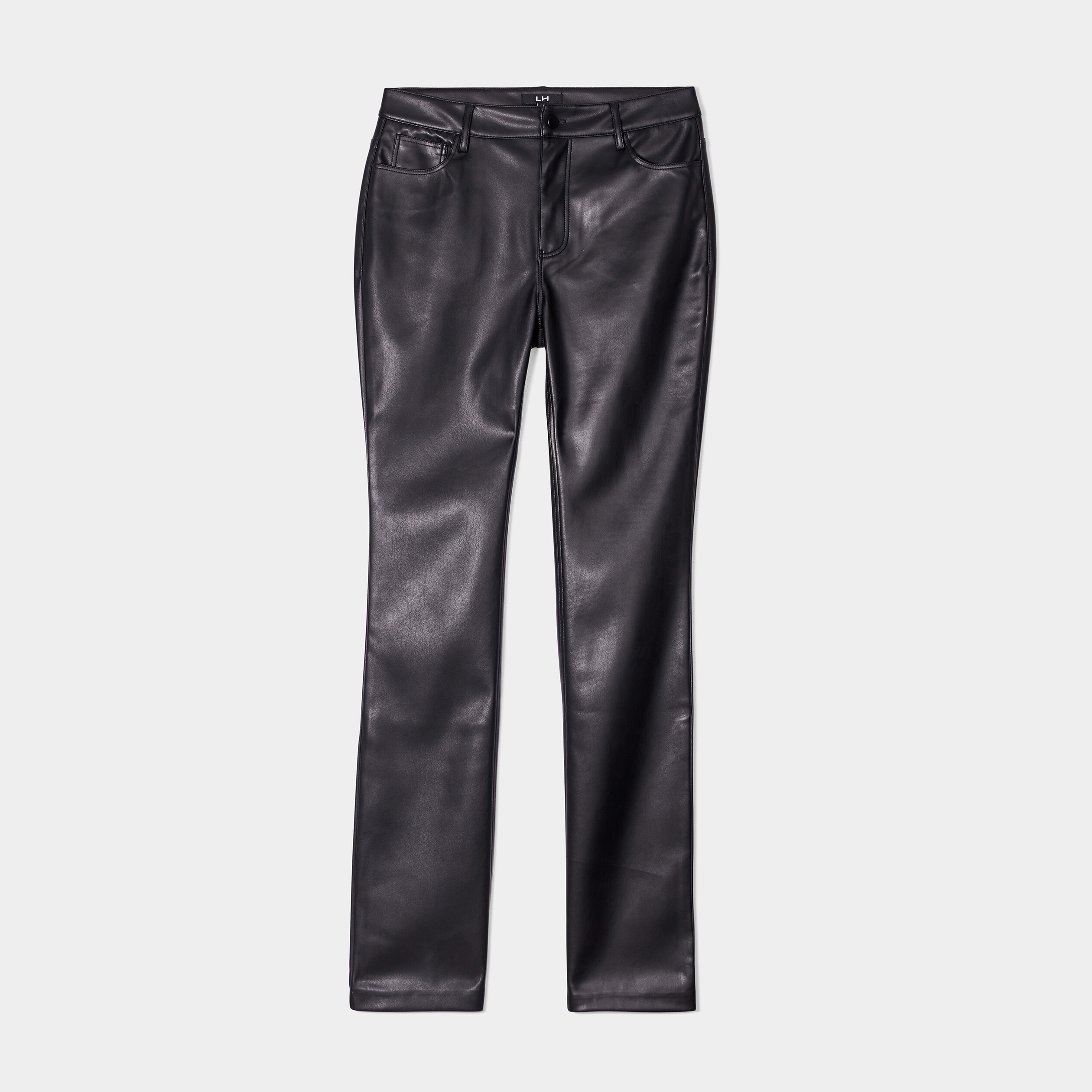 Pantalon droit simili cuir noir femme | La Halle