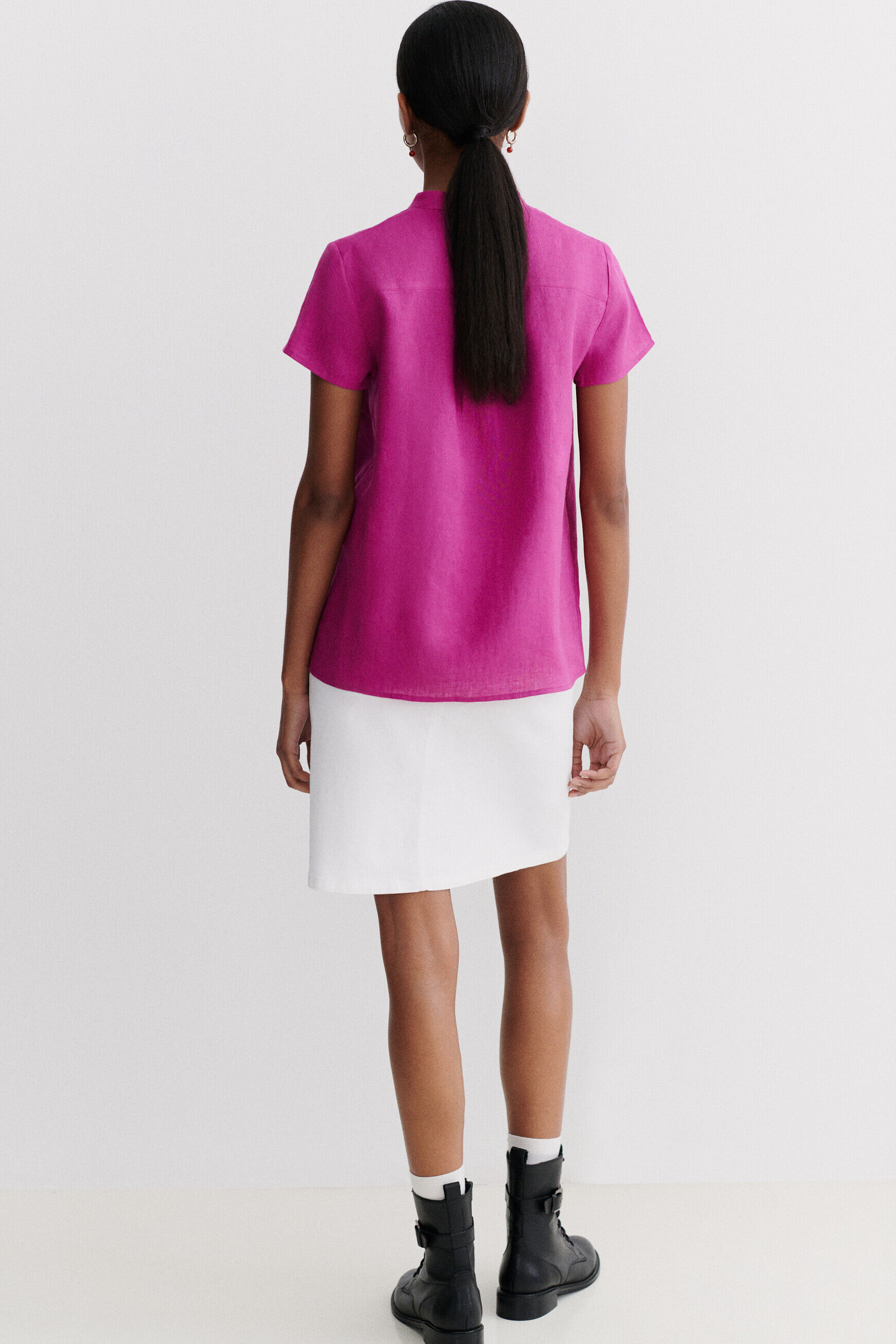 blouse kat 100% lin violet femme