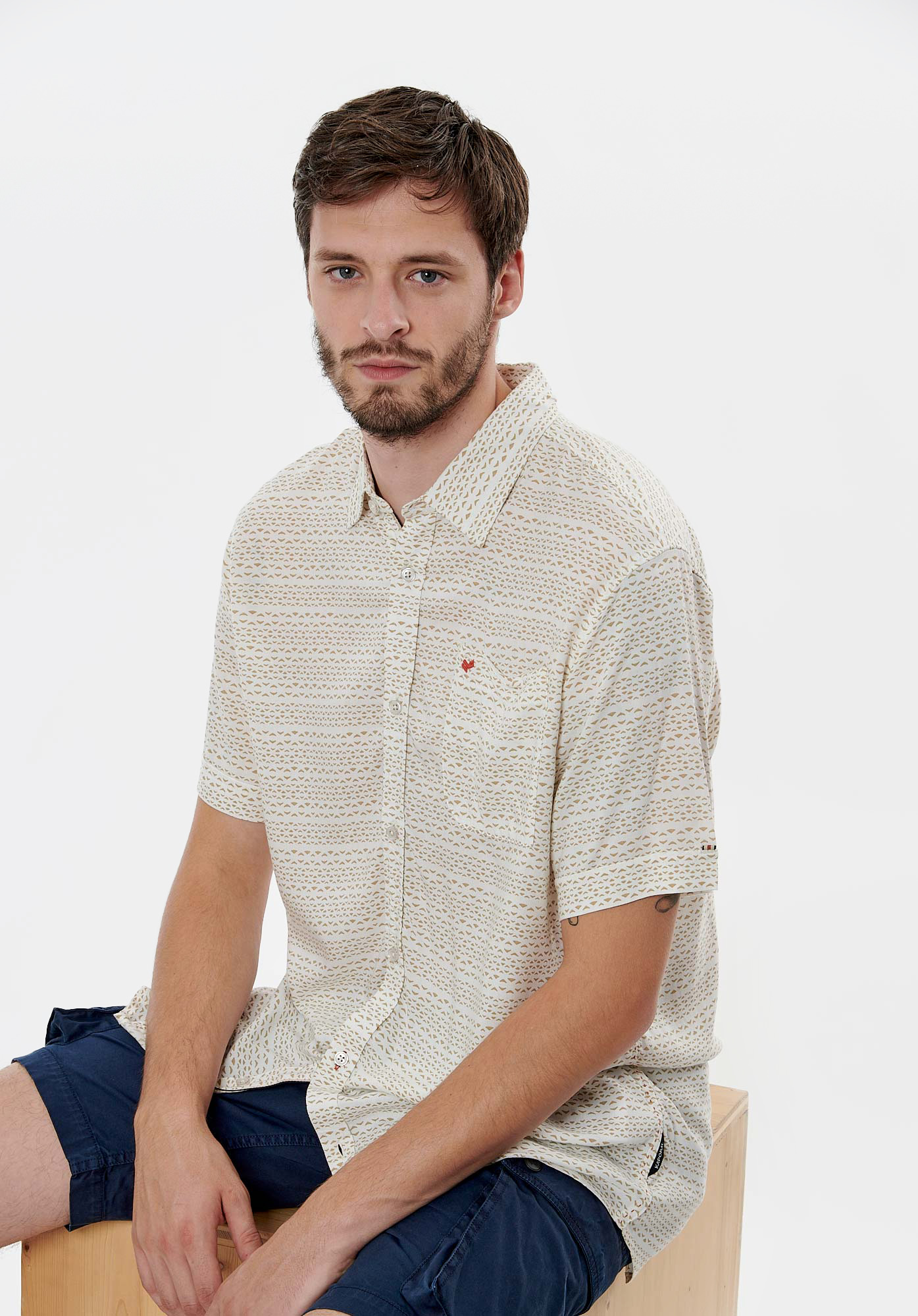 CARTY  Chemise écru imprimée homme