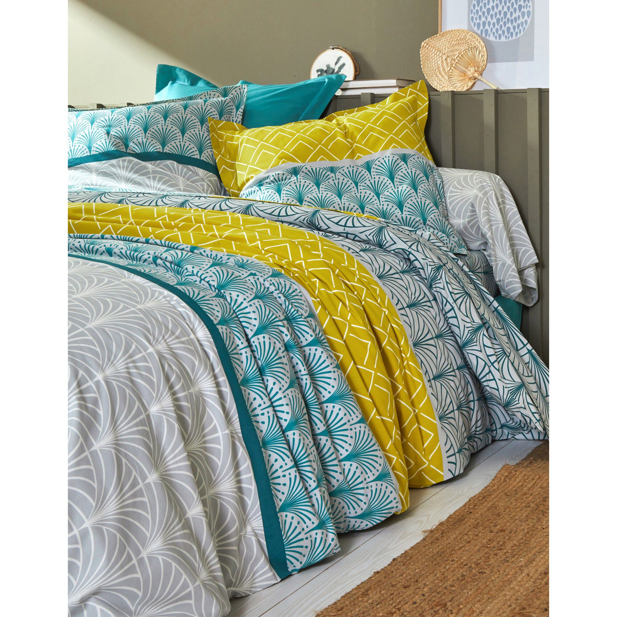 Linge de lit Eddy en coton à motifs graphiques
