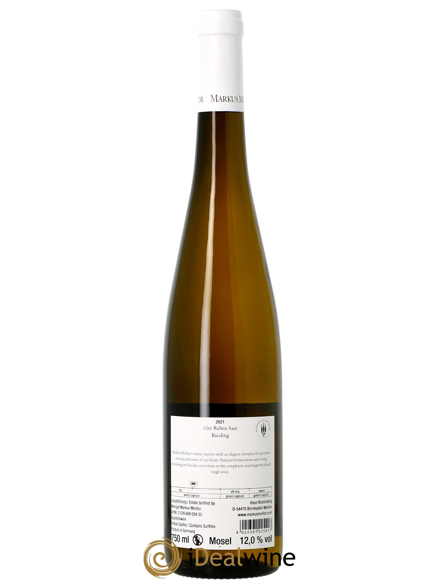 Riesling Markus Molitor Alte Reben Saar Qualitatswein White Capsule  2021 - Lot de 1 Bouteille