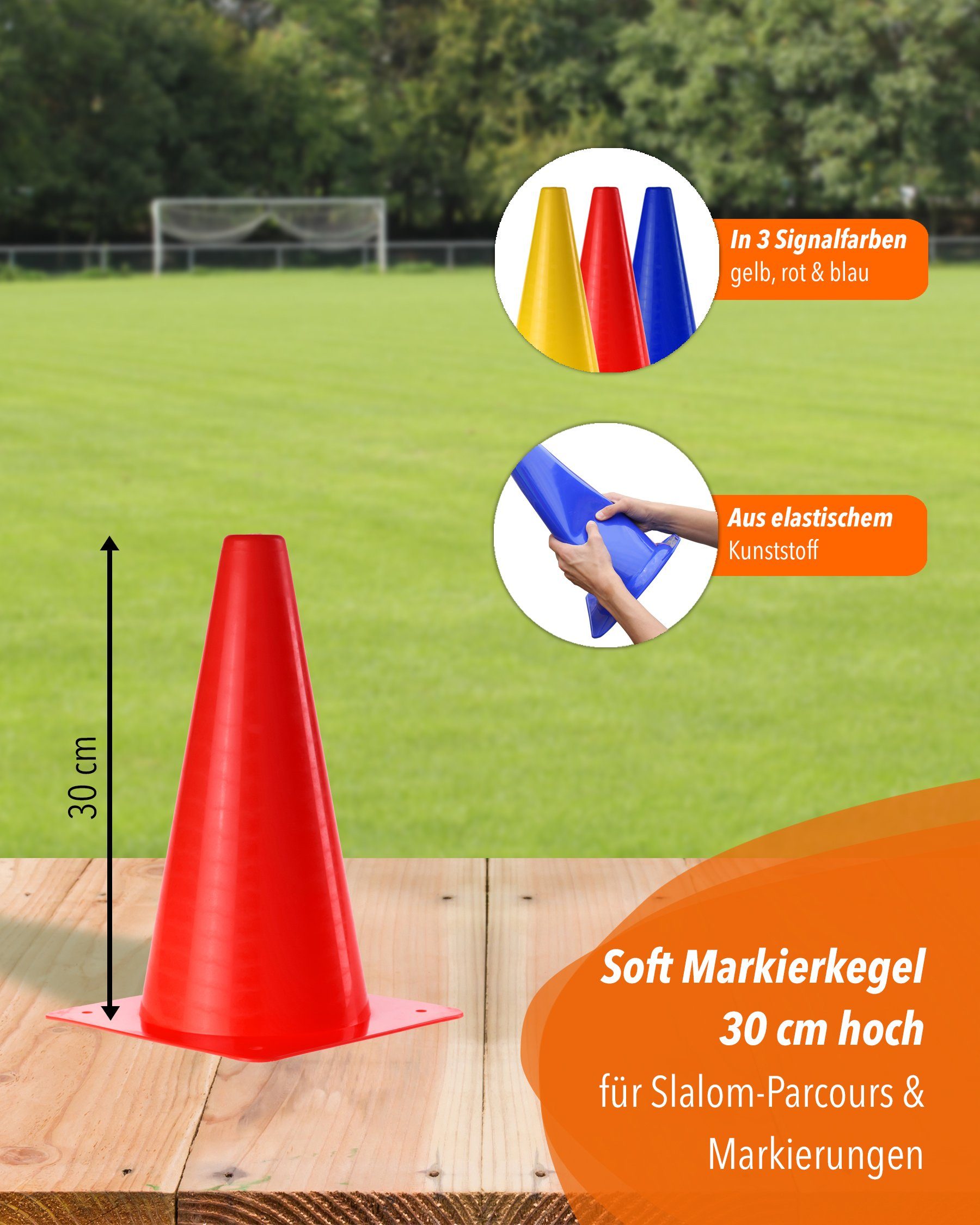 SPORTIKEL24 Pylone Soft Kegel 30 cm in Farbe Rot