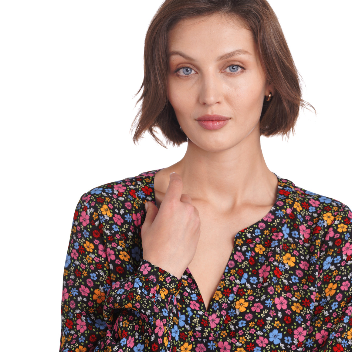 Damen Bluse im bunten Millefleur-Dessin