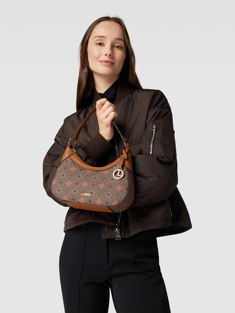 Saddle Bag mit Allover-Muster Modell 'Kiana' in mittelbraun