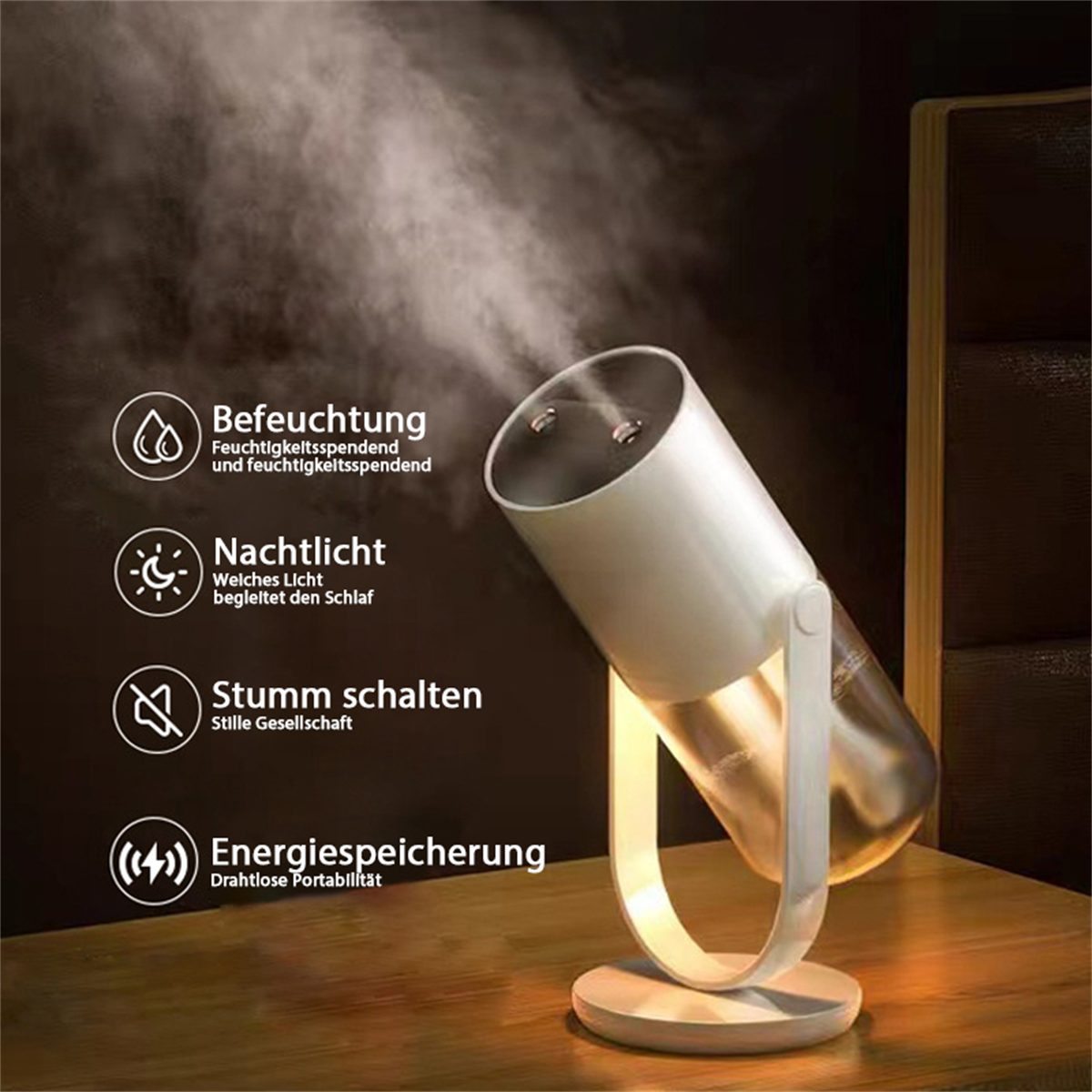 Die Sterne Luftbefeuchter Kabelloser tragbarer Luftbefeuchter mit geräuschlosem Nachtlicht