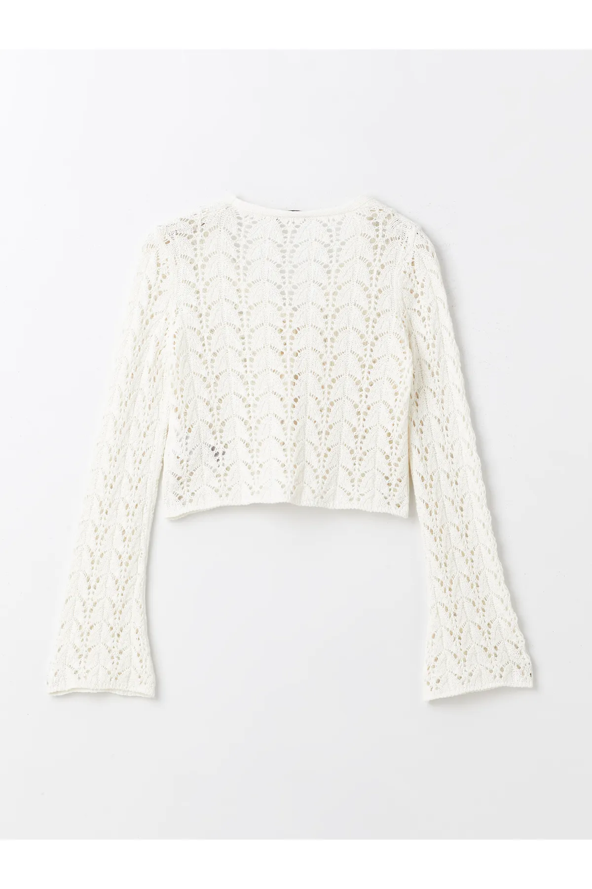 LC Waikiki  Durchbrochener, langärmliger Damen-Strick-Cardigan mit V-Ausschnitt