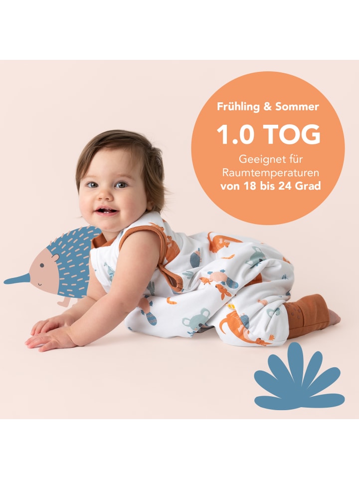 Schlummersack Schlafsack mit Füßen und umklappbaren Bündchen 1.0 TOG in Braun günstig kaufen