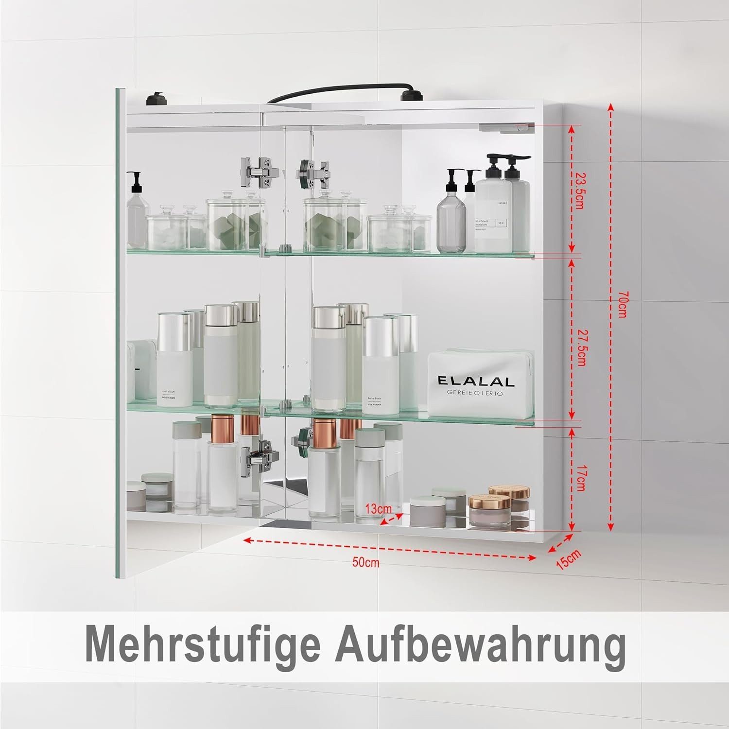 EUGAD Spiegelschrank (1-St) mit Beleuchtung, verstellbare Lichtfarbe
