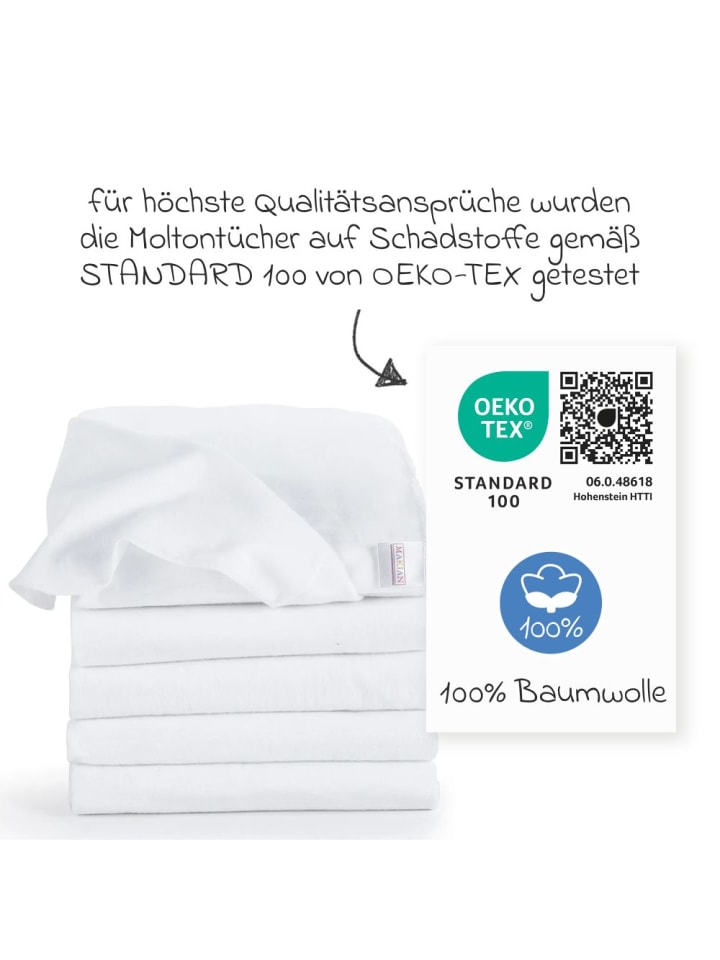 Makian Moltontuch 5er Pack 80 x 80 - Weiß in weiss günstig kaufen onesize