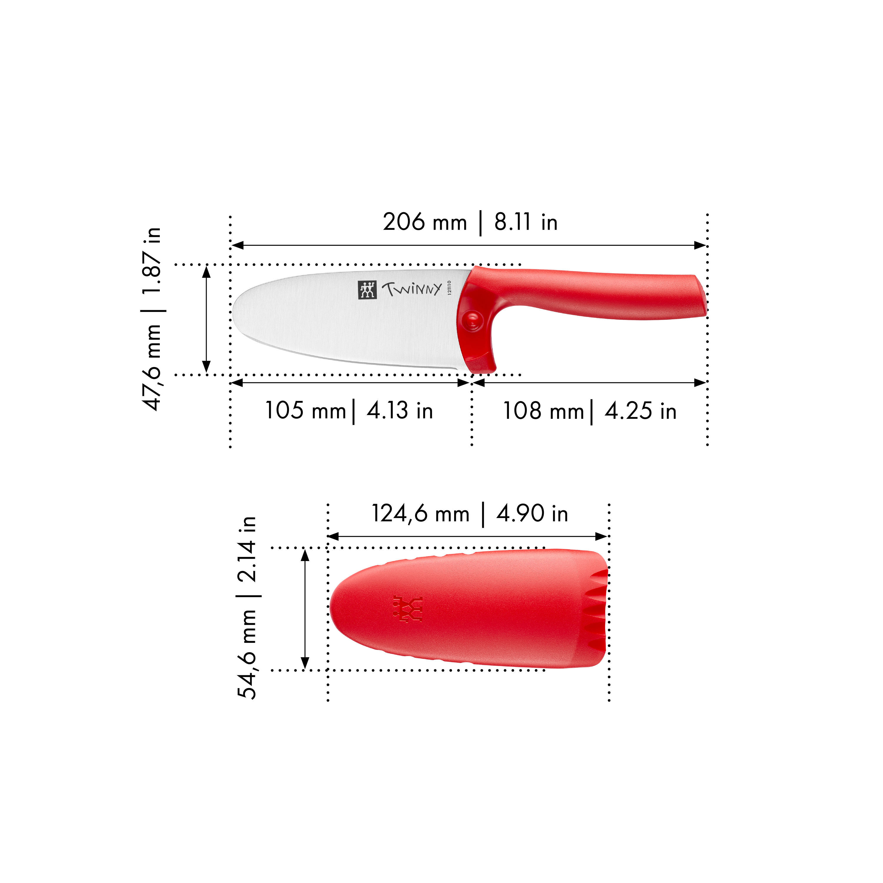 Kochmesser 10 cm, Rot