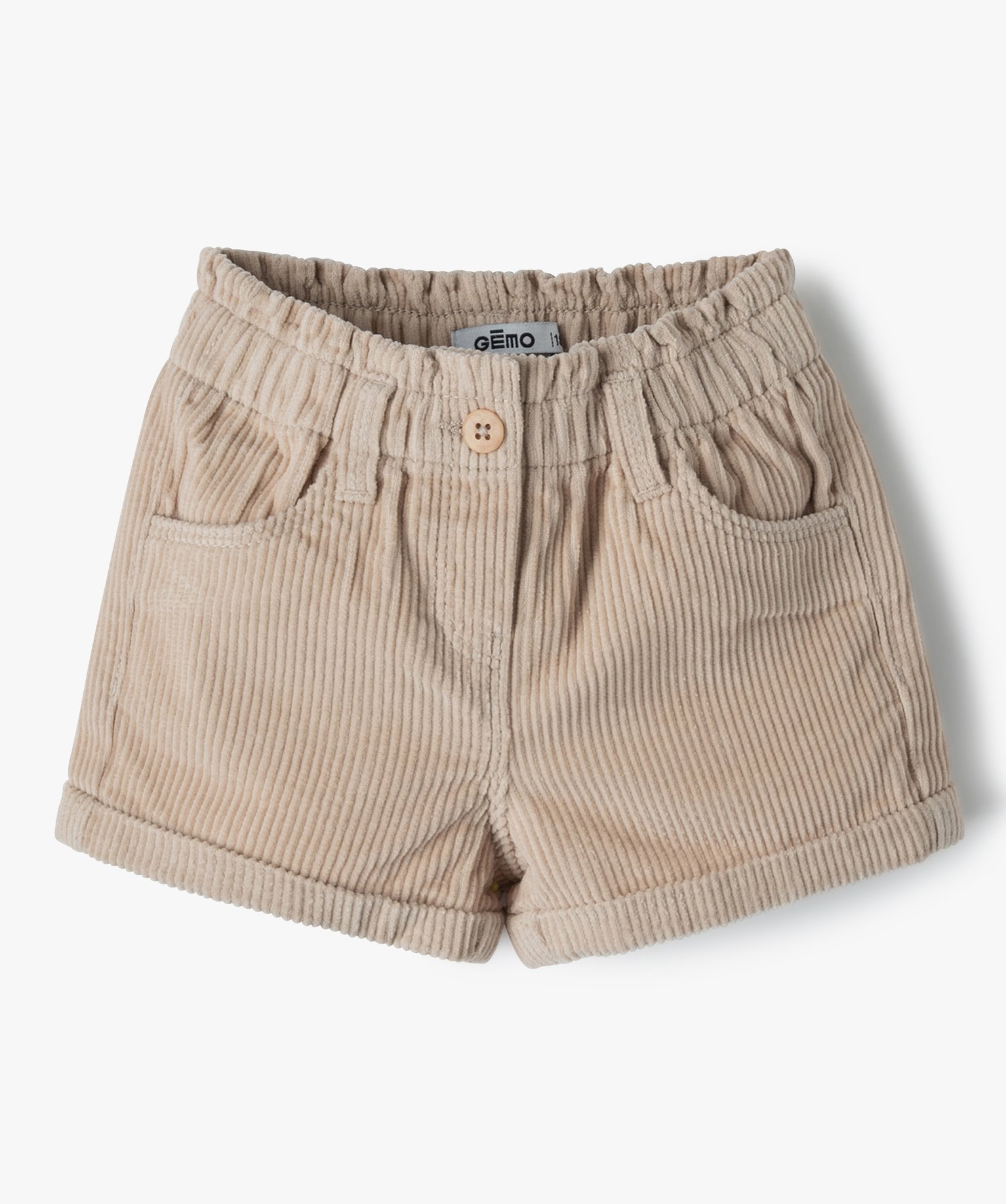 Short bébé fille en velours grosses ctes beige clair | GEMO