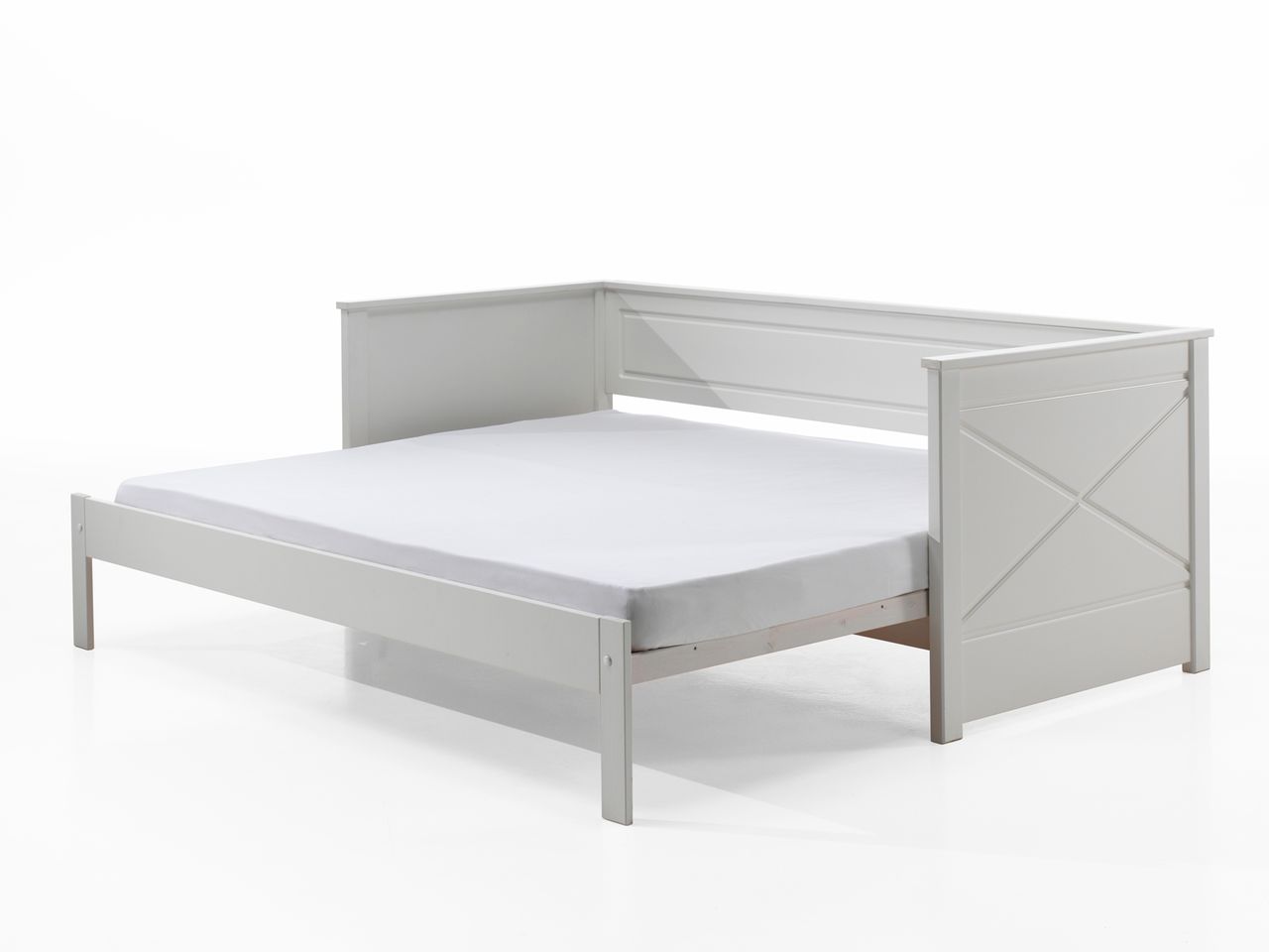 VIPACK Kojenbett mit Auszug, Liegefläche von 90 x 200 auf 180 x 200 erweiterbar, Kiefer mit MDF weiß lackiert