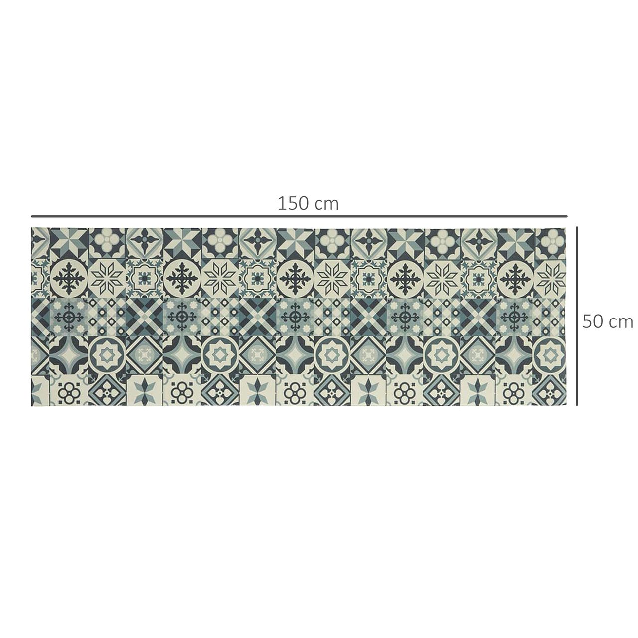 HOMCOM Küchenläufer Muster Grau 50 x 150 cm