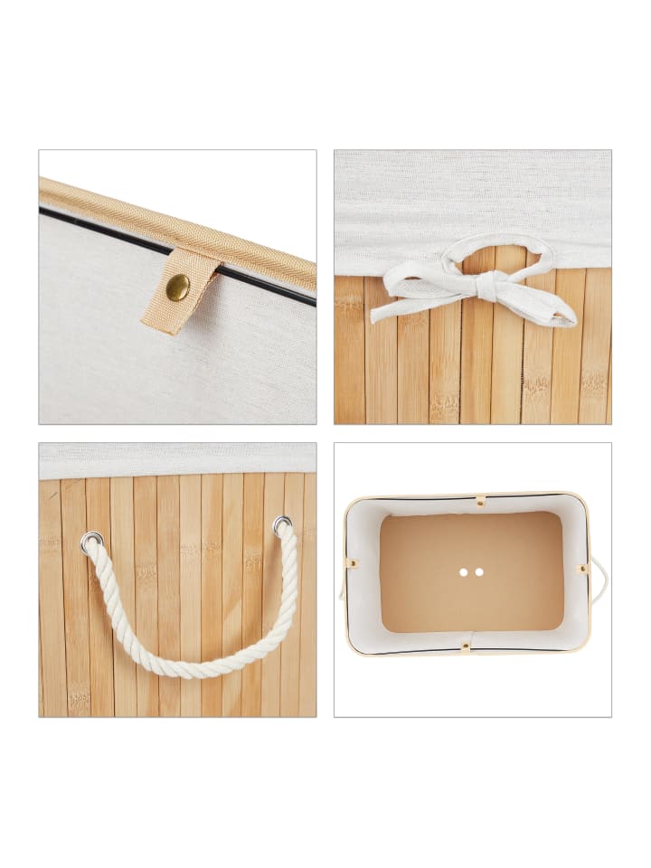 relaxdays Wäschekorb in Natur - (B)62,5 x (H)62 x (T)42,5 cm günstig kaufen onesize