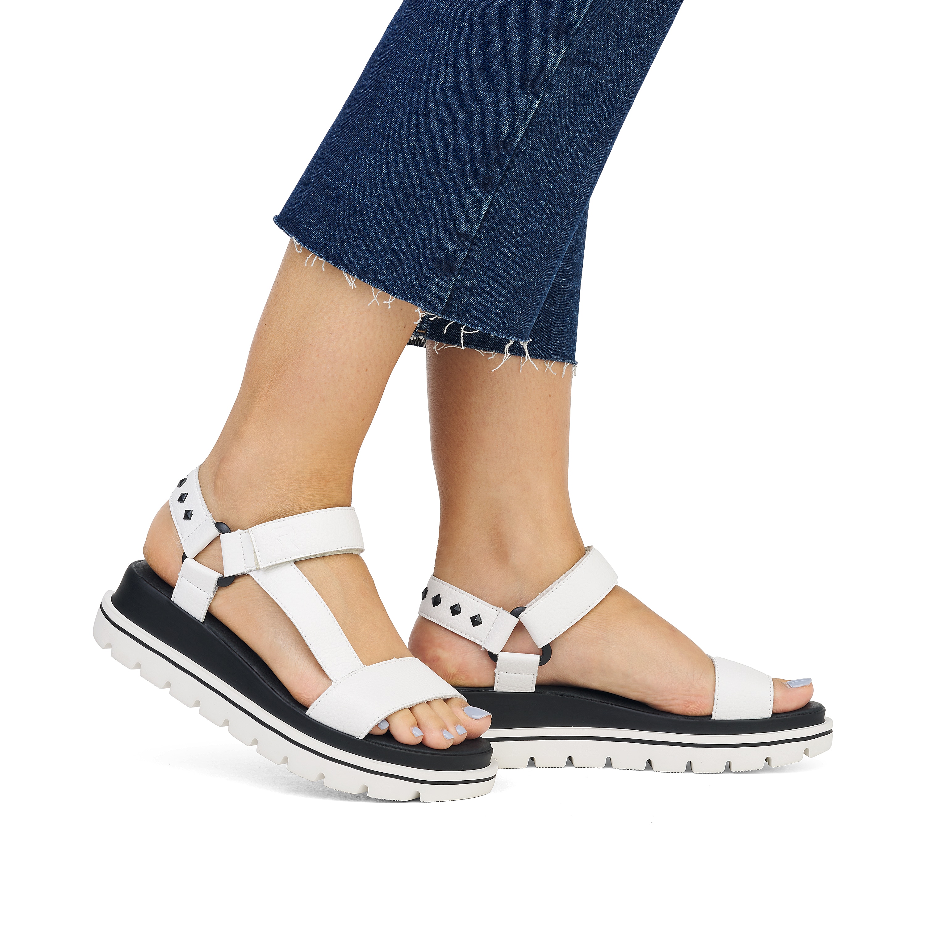 Rieker Damen Riemchensandalen pearl white