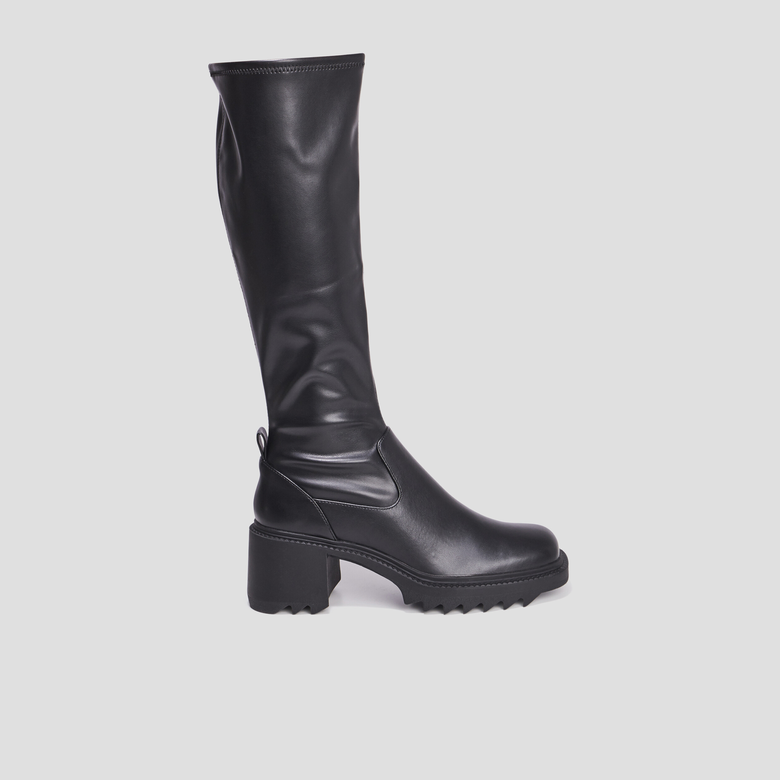 Bottes hautes semelles chunky noir femme | La Halle