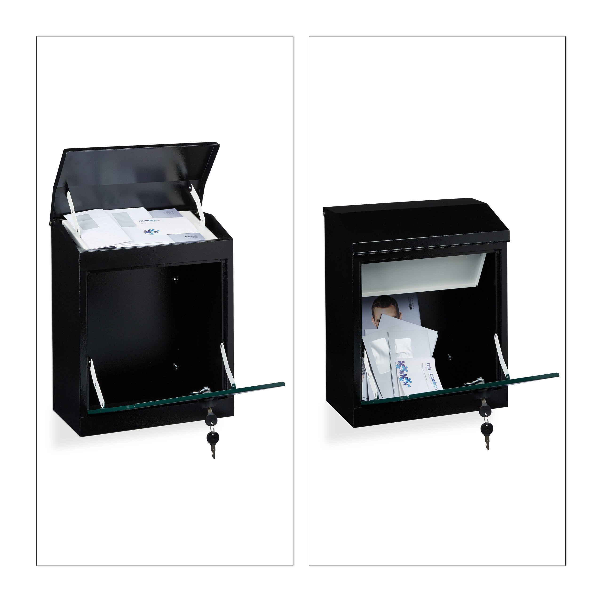 relaxdays Briefkasten Briefkasten groß, Schwarz-Grün