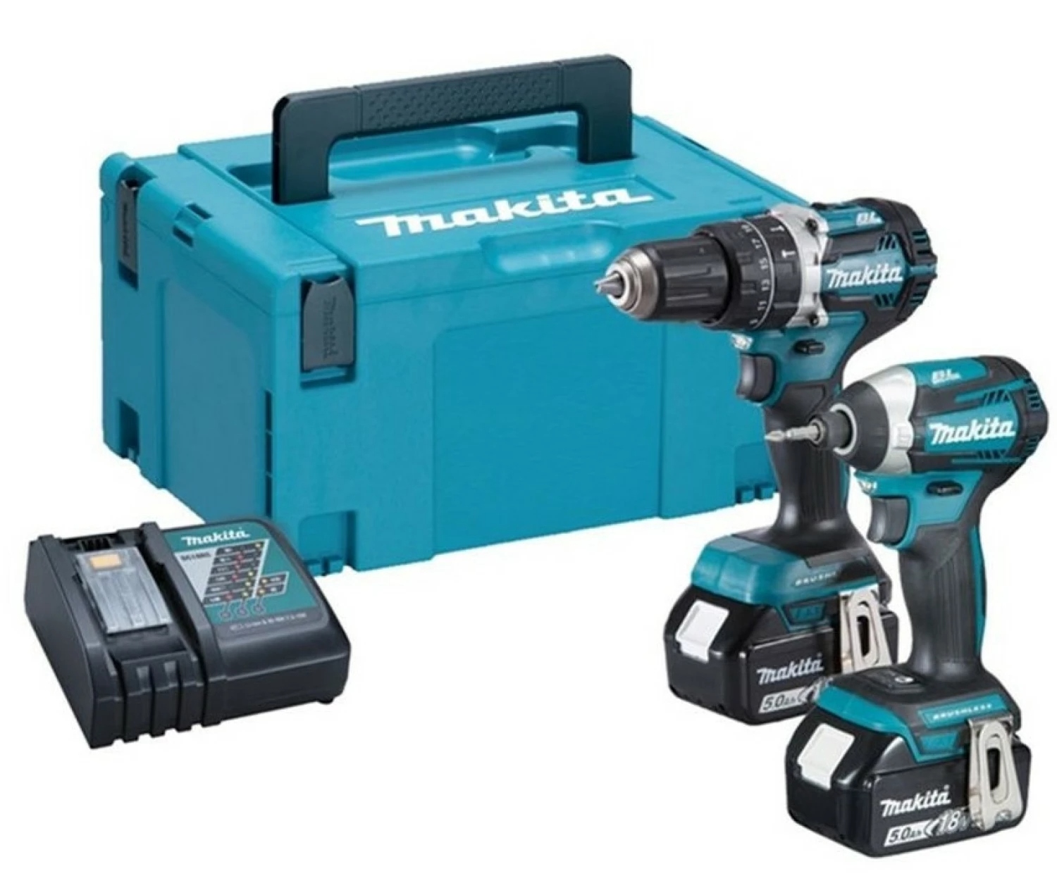 Mașină de găurit cu impact fără fir Makita DLX2181TJ1 DHP484 + Șurubelniță cu impact fără fir DTD154 18 Volți 5.0 Ah Li-ion + 5 ani garanție de la dealer!