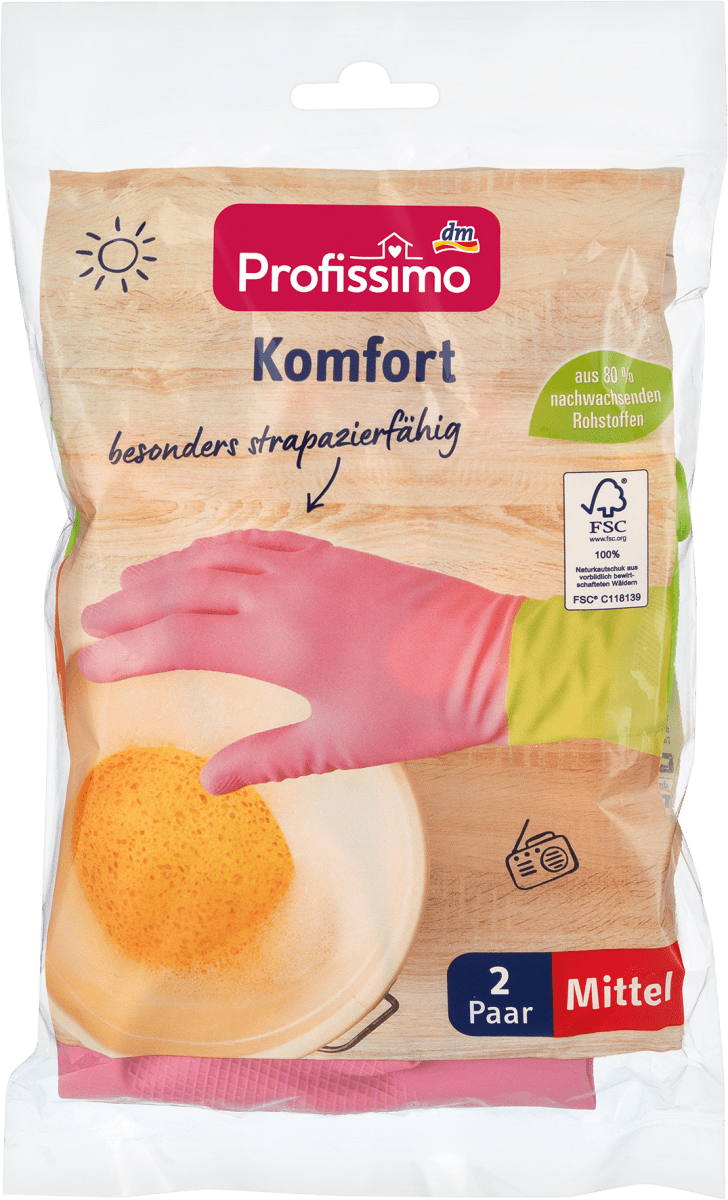 Haushaltshandschuhe Komfort Mittel (2 Paar), 4 St
