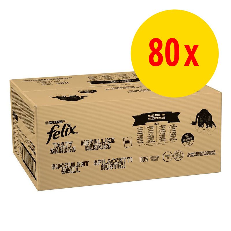 Megapack Felix Tasty Shreds Pouches 80 x 80 g