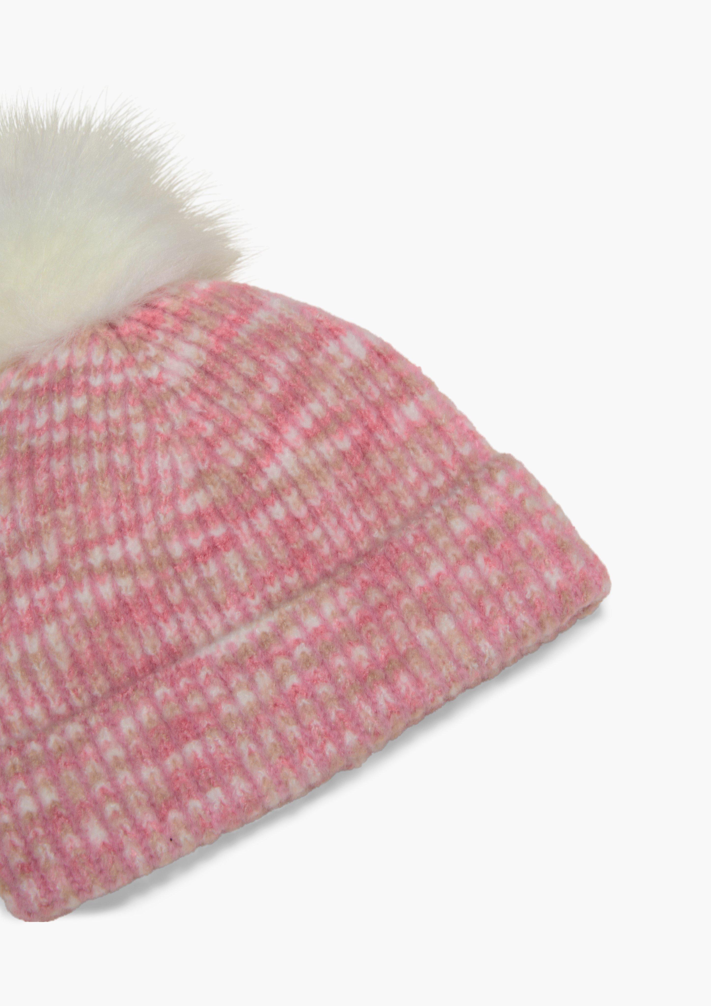 Strickmütze mit Bommel aus Kunstfell  2132567-43X3