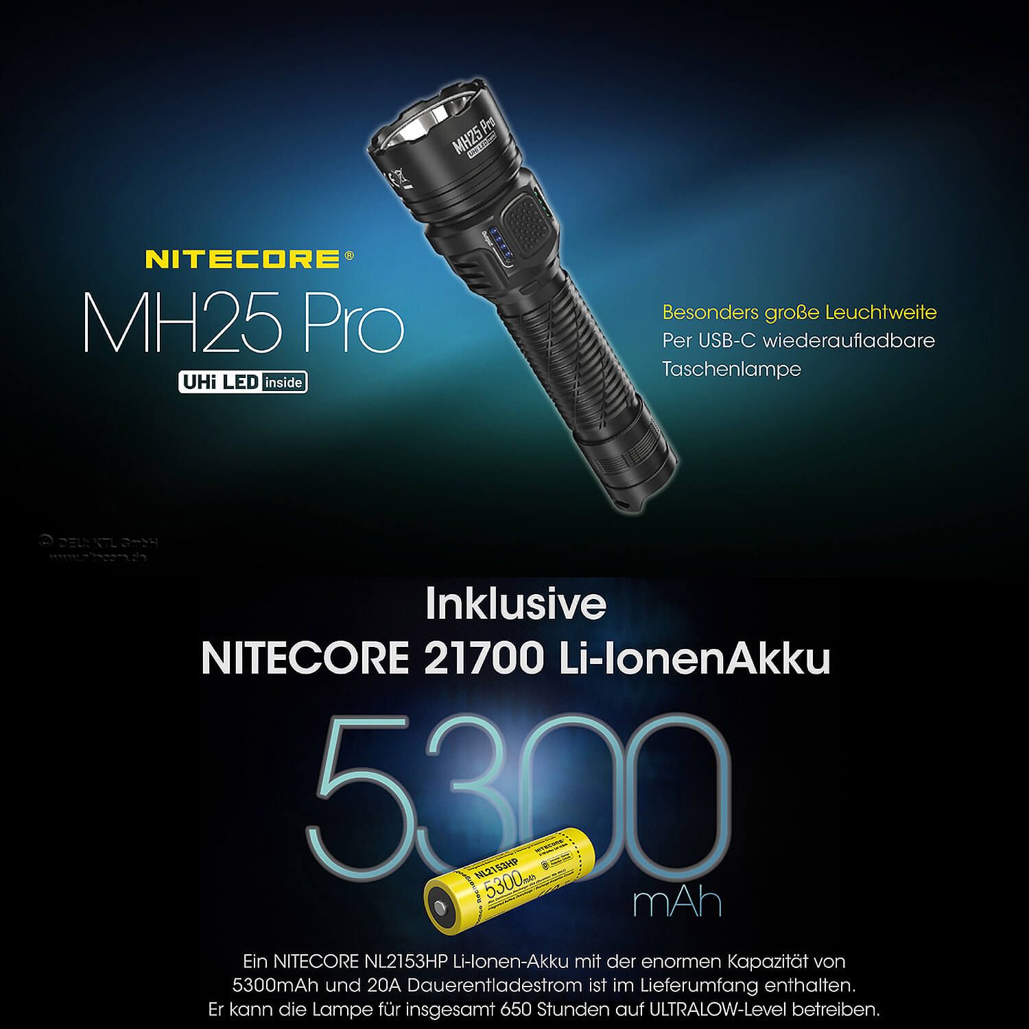 LED Taschenlampe MH25 PRO - 3300 Lumen