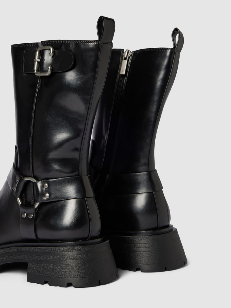 Boots mit profilierter Sohle Modell 'BIKER' in schwarz