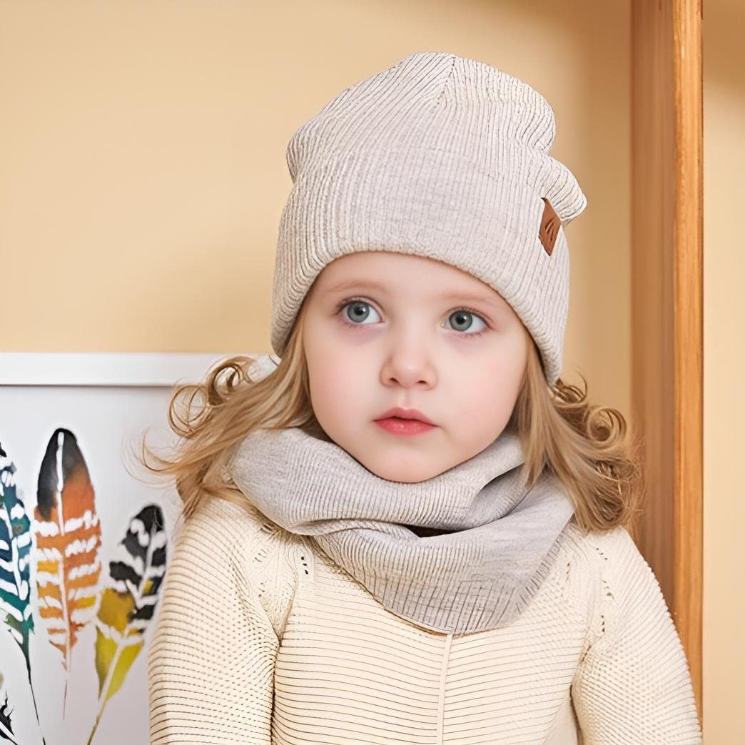 Diyarts Beanie (Vielseitiges Baby-Set, Kindermütze, 2-St., Kuschelige Eleganz für Kleine, Kinder) Leicht & Atmungsaktiv, Doppellagiges Acryl-Design, Wintermütze