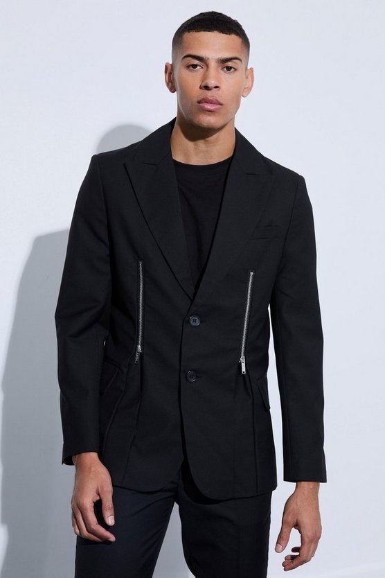 Skinny Anzugjacke mit Reißverschluss