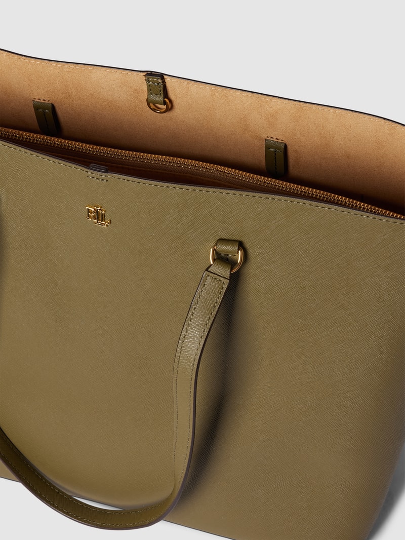 Tote Bag mit Label-Detail Modell 'KARLY' in olivgrün