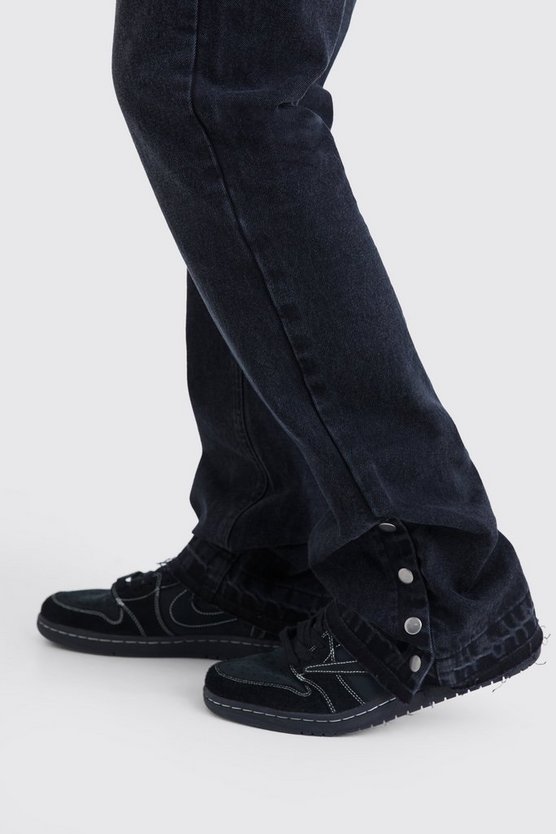 Tall Slim-Fit Schlagjeans mit Druckknöpfen