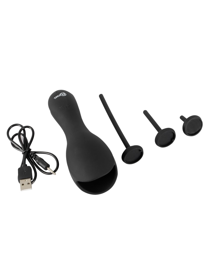 Rebel Masturbator mit Vibration Glans Masturbator with 3 attachable Dilators in schwarz günstig kaufen 14 cm
