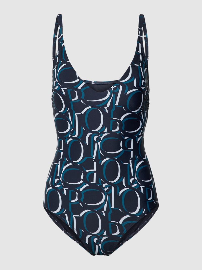 Badeanzug mit Allover-Muster Modell 'Marinha' in marineblau