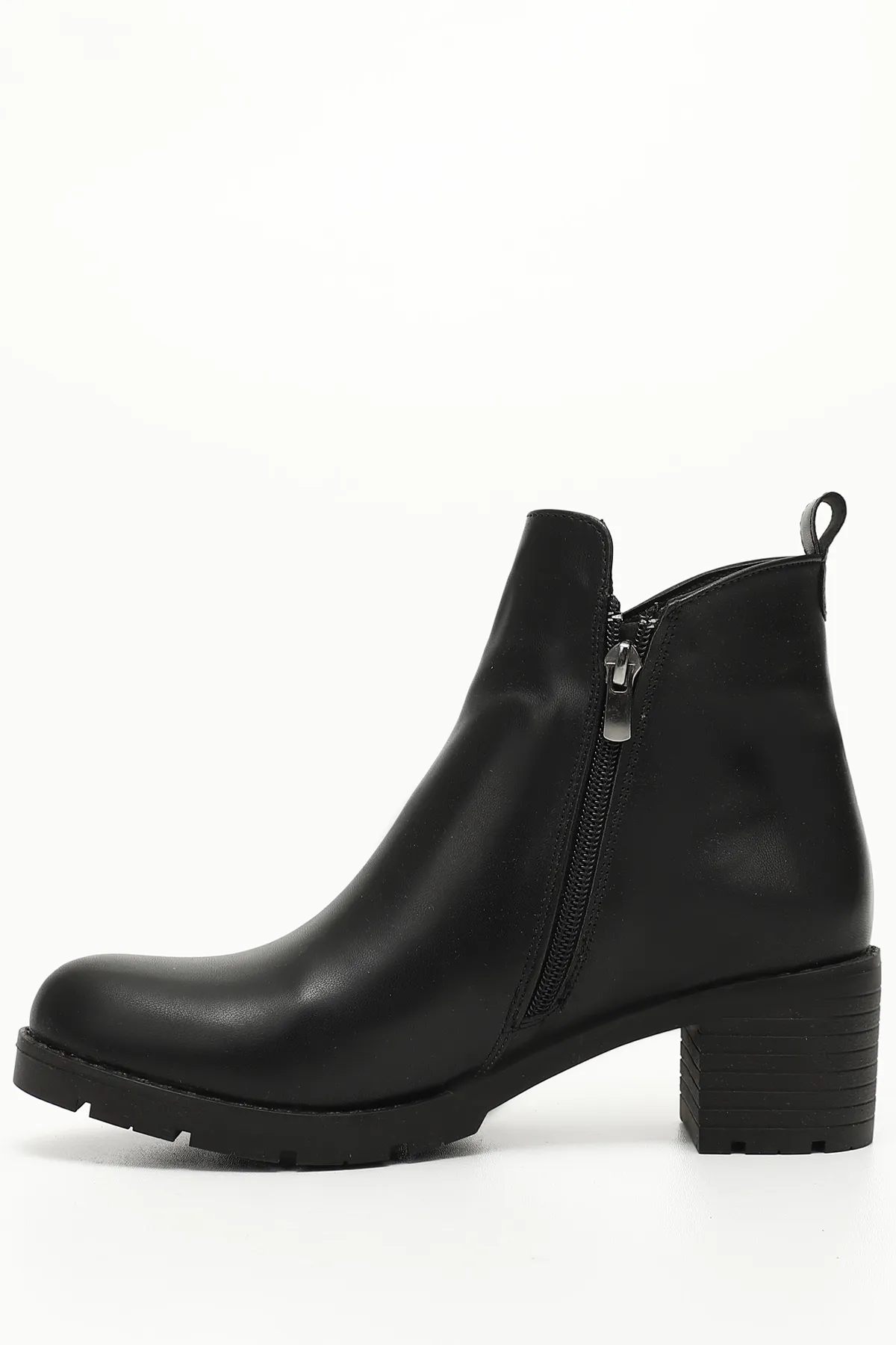 GÖNDERİ(R)  SCHWARZE Damen-Tagesstiefel mit rundem Absatz und Reißverschluss 35201