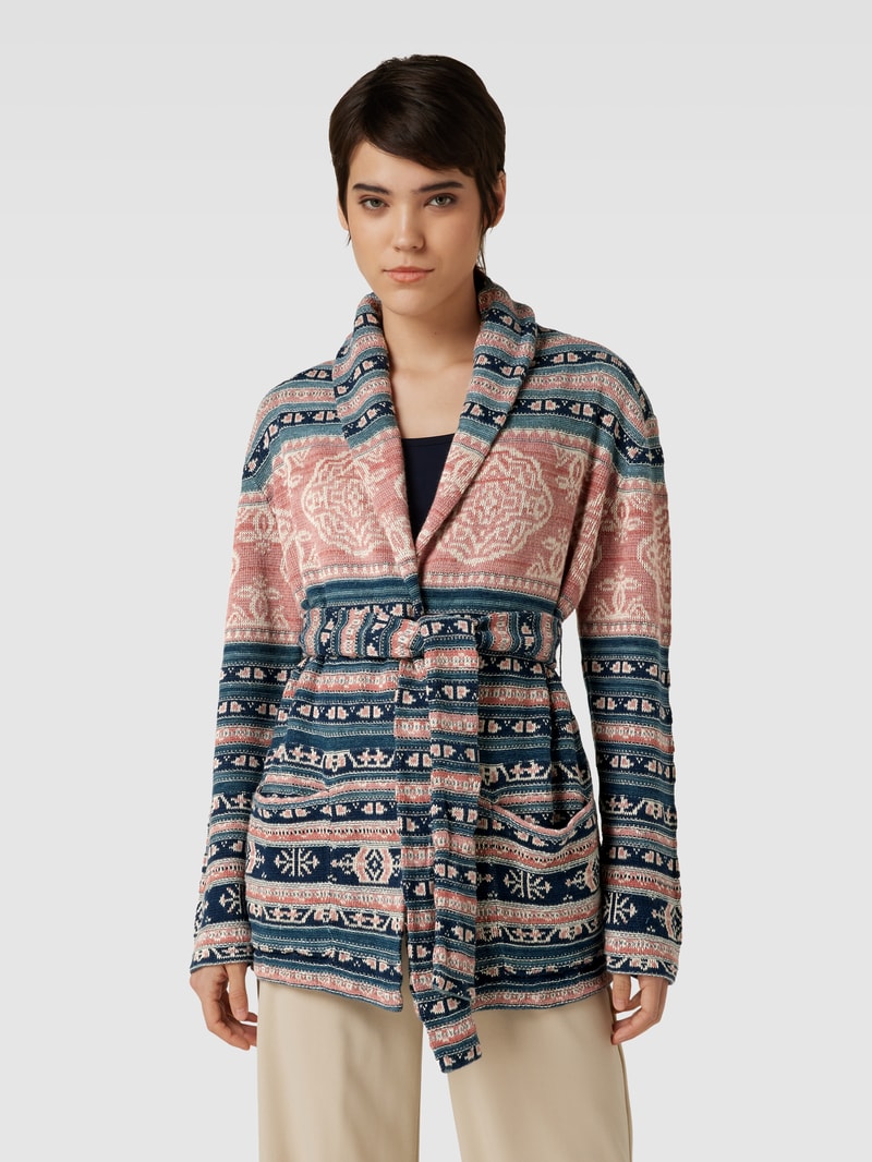 Strickjacke mit Allover-Muster Modell 'RUZITA' in grün