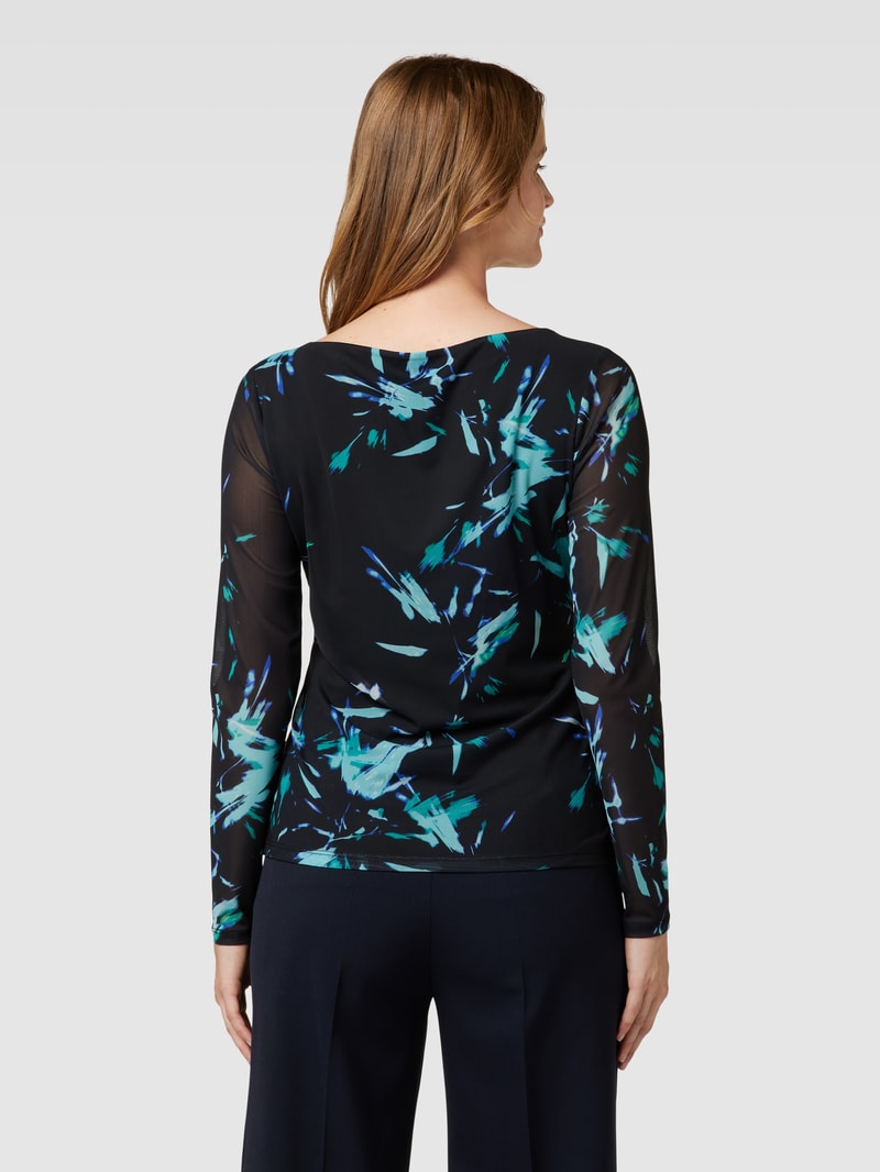 Longsleeve in semitransparentem Look in petrol