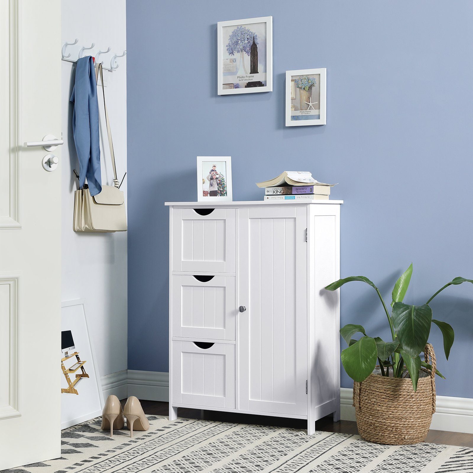 VASAGLE Badkommode Badezimmerschrank, 60 x 30 x 81/80 cm, 3 Schubladen