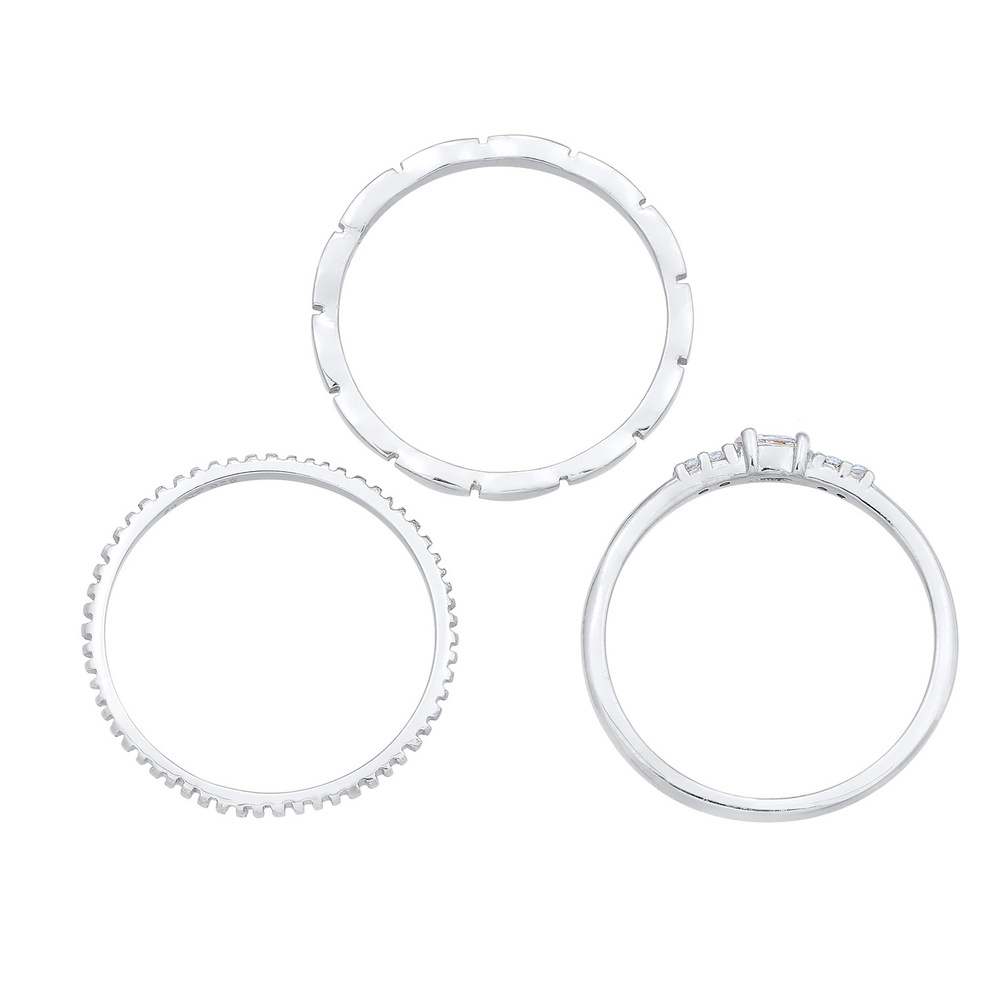 Elli Elli Bague Femmes pile Marquise Basique Set avec cristaux de zirconium en argent  Bague