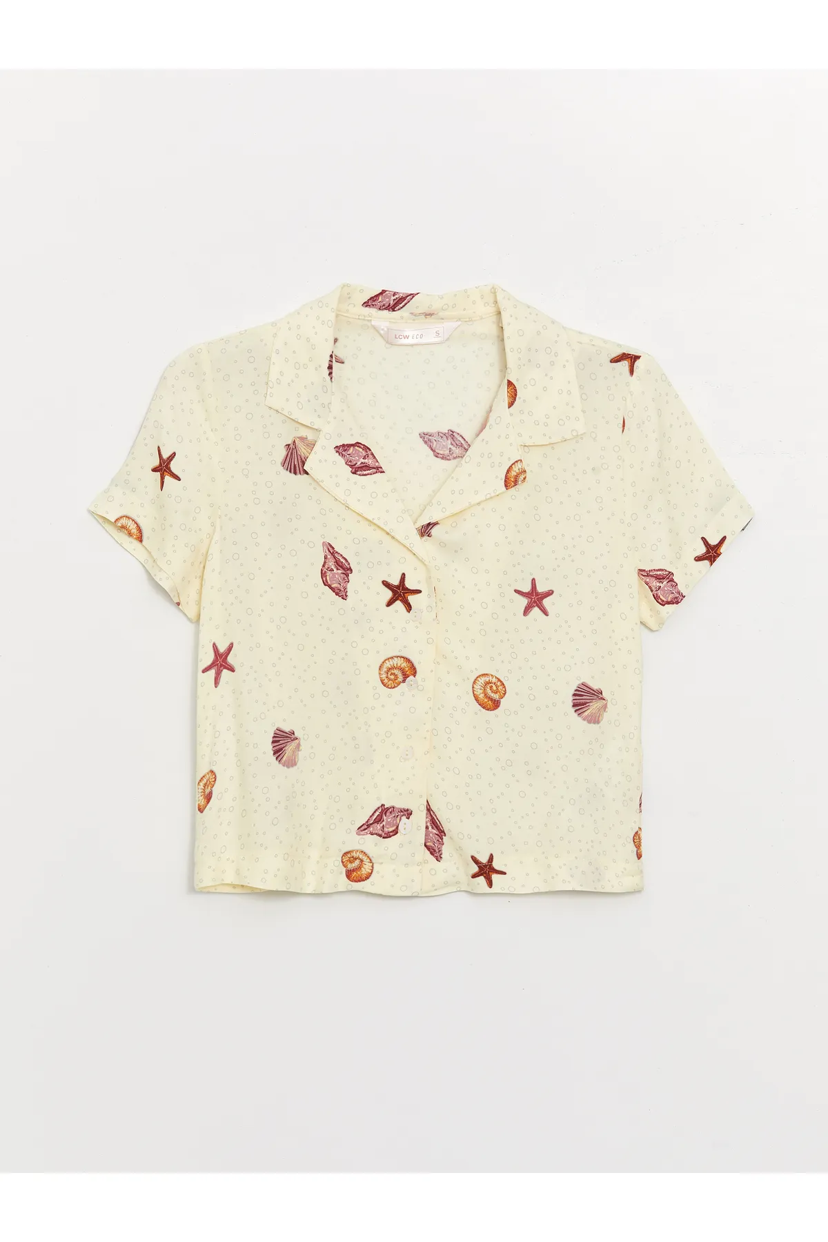 LC Waikiki  Kurzarm-Damenpyjama-Set mit Hemdkragen und Shorts