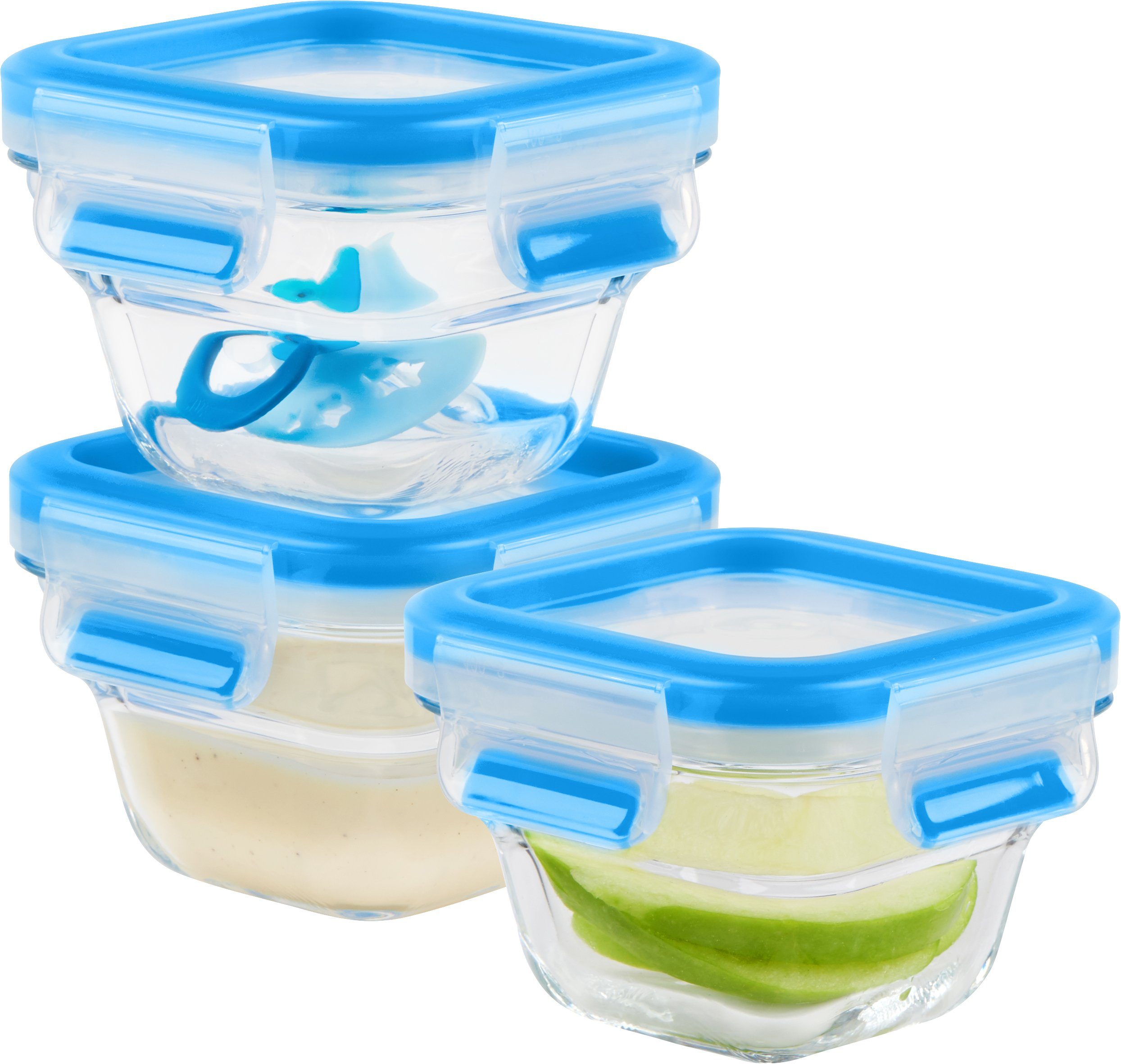 Emsa Frischhaltedose N10507 Clip & Close Glas, Glas, Kunststoff, (Set, 3-tlg), 3 x 0,18L, gefrierfest, backofenfest, mikrowellenfest, 100% dicht